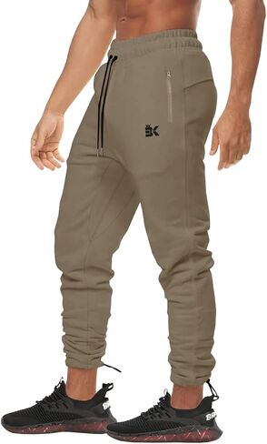BROKIG Mens Ankle Cords Workout Jogger Pants, Slim Fit Gym Joggers Athletic Sweatpants for Men with Zipper Pockets in Kuwait