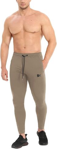 BROKIG Mens Ankle Cords Workout Jogger Pants, Slim Fit Gym Joggers Athletic Sweatpants for Men with Zipper Pockets in Kuwait