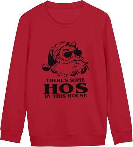 BANGELY Womens Christmas HoHo Sweatshirt Ugly Santa Hohos Long Sleeve Shirts Funny Santa Graphic Tee Casual Pullover Top in Saudi Arabia
