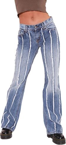 SOMTHRON Women's Tassel High Waisted Ripped Skinny Jeans Distressed Destroyed Long Fringe Denim Pants Hip Hop Streetwear in Kuwait