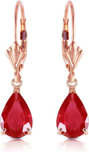 Galaxy Gold GG 14k Solid Rose Leverback Earrings 3.5 ct Pear-shaped Ruby in Saudi Arabia