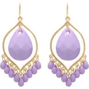 Bonaluna Boho Chic Collection of Multi-Bead Tassel & Rhombus Shape Dangle Drop Earrings for Women