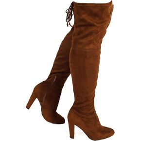 Wild Diva Amaya-01 Women's Thigh High Sexy Over The Knee Pullon Trendy Comfortable Chunky High Heel Boots in Saudi Arabia