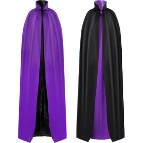 Halloween Reversible Cloak Capes, 4.87 Ft Unisex Satin Cape Adult Cosplay Costume for Halloween Christmas Party Dress Up