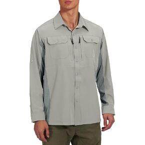 Little Donkey Andy Men's Stretch Quick Dry UPF50+ Long Sleeve Shirt for Hiking, Travel, Camping