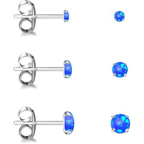 ADAIER Earrings for Women Stainless Steel Small Synthetic Opal Womens Stud Earrings Set Pack of 3 (SE-29) in Kuwait