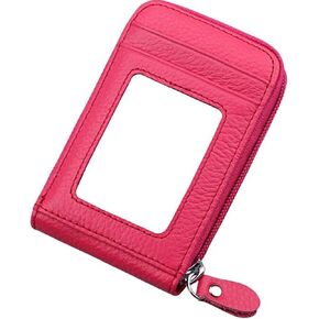 RFID Blocking Credit Card Case Organizer Genuine Leather Zip-Around Security Wallet Black