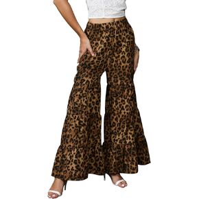 سراويل بالازو النسائية واسعة الساق من بيريدريس، سراويل كاجوال مرنة بخصر متدرج مع جيوب، سراويل صالة in Kuwait