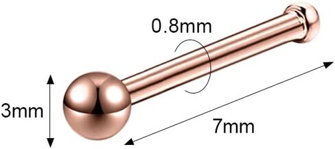 6ixGosh 6pcs 20g الأنف ترصيع 3mm الكرة شقة الجراحية الصلب الأنف الدائري للنساء الرجال الأسود روز الذهب الأنف مسمار L على شكل المفتاح الأنف حلقة ترصيع لطيف الأنف ثقب المجوهرات in Kuwait