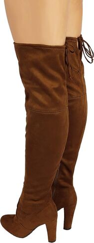Wild Diva Amaya-01 Women's Thigh High Sexy Over The Knee Pullon Trendy Comfortable Chunky High Heel Boots in Kuwait