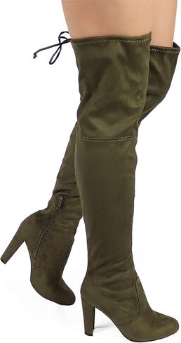 Wild Diva Women's Over The Knee Boot - Sexy Over The Knee High Pullon Boot - Trendy Low Block Heel Shoe - Comfortable Boot -(Wide Calf FIT & Regular FIT) in Kuwait