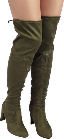 Wild Diva Women's Over The Knee Boot - Sexy Over The Knee High Pullon Boot - Trendy Low Block Heel Shoe - Comfortable Boot -(Wide Calf FIT & Regular FIT) in Kuwait