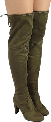 Wild Diva Women's Over The Knee Boot - Sexy Over The Knee High Pullon Boot - Trendy Low Block Heel Shoe - Comfortable Boot -(Wide Calf FIT & Regular FIT) in Kuwait