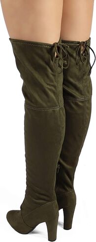 Wild Diva Women's Over The Knee Boot - Sexy Over The Knee High Pullon Boot - Trendy Low Block Heel Shoe - Comfortable Boot -(Wide Calf FIT & Regular FIT) in Kuwait