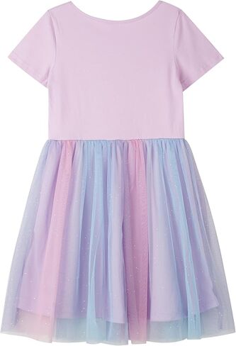 DaniChins Girl Knit Short-Sleeve Tutu Dress Colorful Tulle Sparkle Dress in Kuwait
