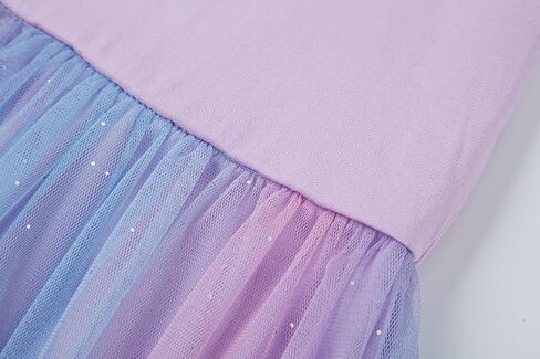 DaniChins Girl Knit Short-Sleeve Tutu Dress Colorful Tulle Sparkle Dress in Kuwait