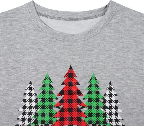 Merry and Bright Shirt Women Funny Leopard Printed Plaid Christmas Trees Long Sleeve Sweatshirts Xmas Graphic Tees in Saudi Arabia