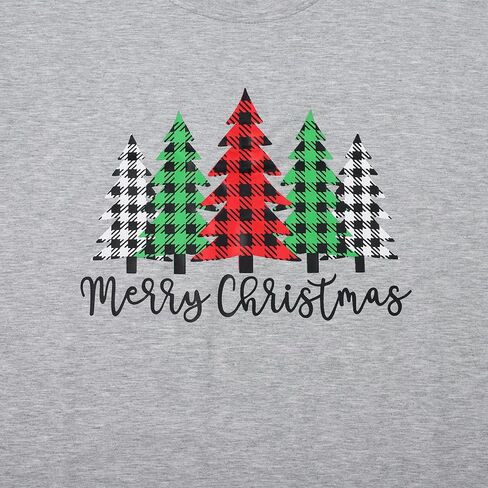 Merry and Bright Shirt Women Funny Leopard Printed Plaid Christmas Trees Long Sleeve Sweatshirts Xmas Graphic Tees in Saudi Arabia