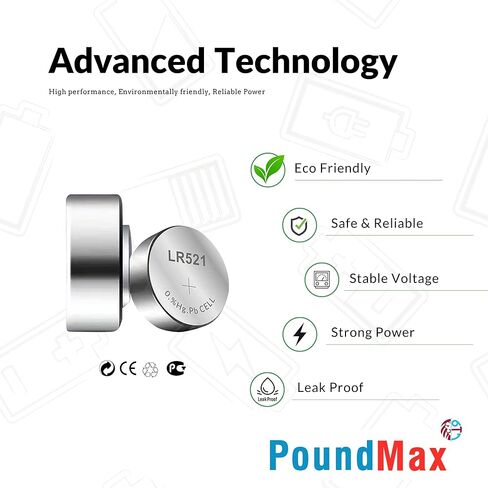 10 بطاريات AG0 (LR63، L521) 1.5 فولت - بطاريات باوند ماكس قلوية زر | 1 × 10 عبوات in Kuwait