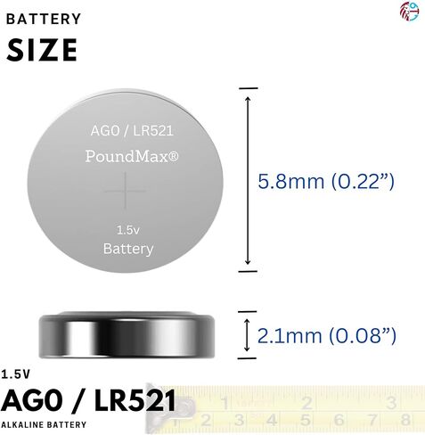 10 بطاريات AG0 (LR63، L521) 1.5 فولت - بطاريات باوند ماكس قلوية زر | 1 × 10 عبوات in Kuwait