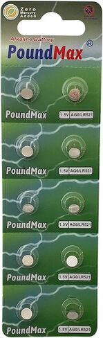 10 بطاريات AG0 (LR63، L521) 1.5 فولت - بطاريات باوند ماكس قلوية زر | 1 × 10 عبوات in Kuwait