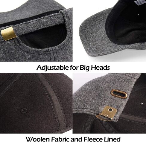 Zylioo XXL Oversized Woolen Baseball Cap Hat,Soft-Structured Winter Ball Cap,Adjustable Warm Dad Cap for Big Heads in Kuwait
