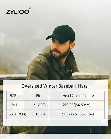 Zylioo XXL Oversized Woolen Baseball Cap Hat,Soft-Structured Winter Ball Cap,Adjustable Warm Dad Cap for Big Heads in Kuwait