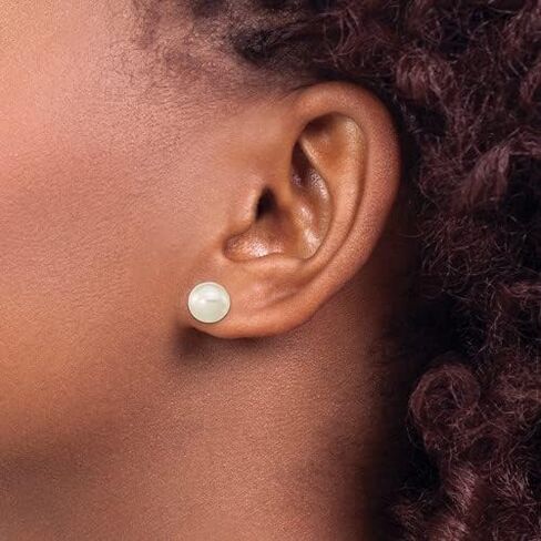 Jewelryweb -Solid 14k Yellow Gold Round Freshwater Cultured Pearl Screw-back Earrings - 3mm 4mm 5mm 6mm 7mm 8mm - Gold pearl earrings - Pearl stud earrings for women in Kuwait
