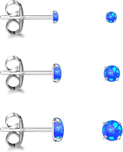ADAIER Earrings for Women Stainless Steel Small Synthetic Opal Womens Stud Earrings Set Pack of 3 (SE-29) in Kuwait