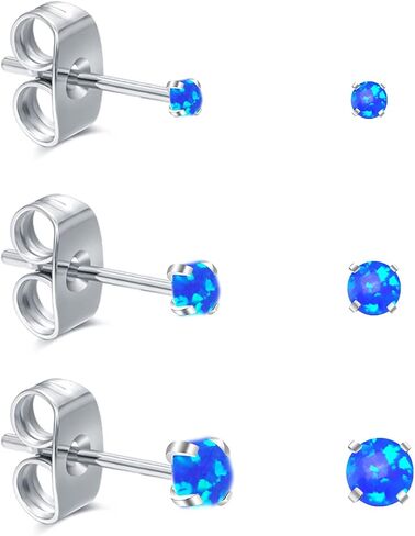 ADAIER Earrings for Women Stainless Steel Small Synthetic Opal Womens Stud Earrings Set Pack of 3 (SE-29) in Kuwait