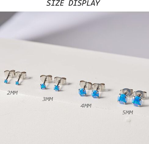 ADAIER Earrings for Women Stainless Steel Small Synthetic Opal Womens Stud Earrings Set Pack of 3 (SE-29) in Kuwait