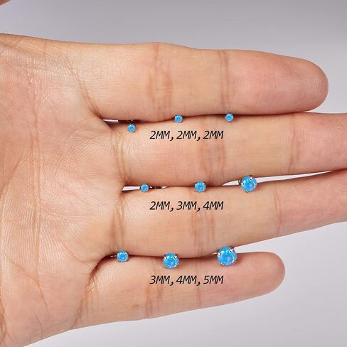 ADAIER Earrings for Women Stainless Steel Small Synthetic Opal Womens Stud Earrings Set Pack of 3 (SE-29) in Kuwait