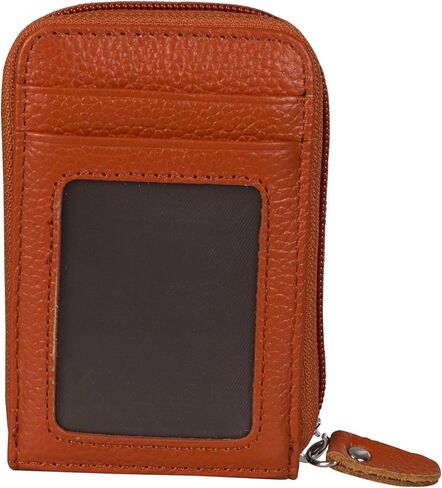 RFID Blocking Credit Card Case Organizer Genuine Leather Zip-Around Security Wallet Black in Kuwait