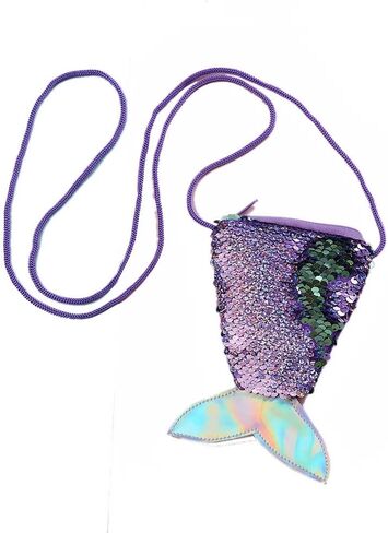 Starte Pack مكونة من 2 محفظة على شكل حورية البحر للفتيات وحقائب محفظة للعملات المعدنية وحقيبة كتف صغيرة للفتيات الصغيرات (أرجواني + وردي) in Kuwait