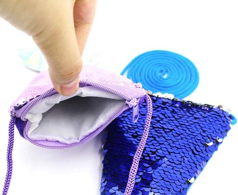 Starte Pack مكونة من 2 محفظة على شكل حورية البحر للفتيات وحقائب محفظة للعملات المعدنية وحقيبة كتف صغيرة للفتيات الصغيرات (أرجواني + وردي) in Kuwait