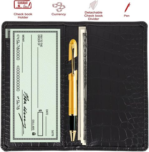 Checkbook Cover for Duplicate Checks, Men & Women, RFID Blocking PU Leather Standard Register Check Book Case for Personal Top & Side Tear Checks with Pen Holder & Free Divider, Print Bird in Kuwait