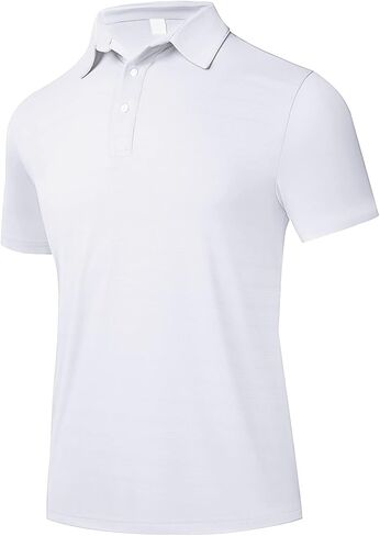 Mens Golf Polo Shirts Dry Fit Solid Collared Shirts Short Sleeve Performance Athletic Tennis T-Shirt in Kuwait
