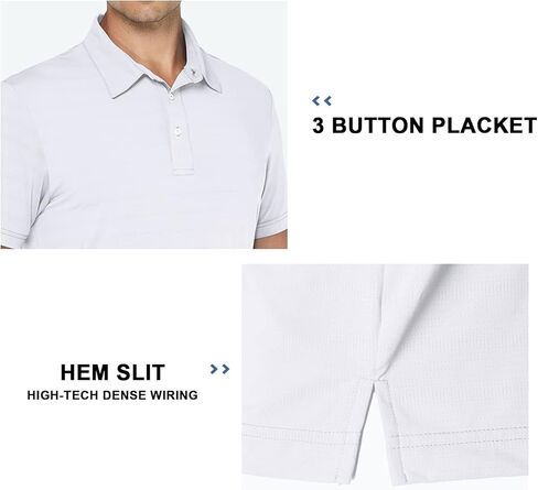 Mens Golf Polo Shirts Dry Fit Solid Collared Shirts Short Sleeve Performance Athletic Tennis T-Shirt in Kuwait