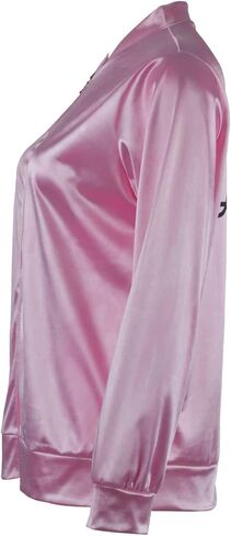 MAPLECOS Nostalgic 50S Pink Satin Jacket for Women Lady Girls with Spotted Neck Scarfs Halloween Cosplay Costume in Kuwait