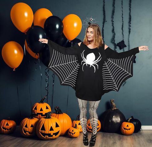 ZANLER 3 قطع زي عنكبوت للنساء للهالوين عصابة رأس سوداء عنكبوت كيب للهالوين فستان سبايدروب فخذ عالي طويل بالإضافة إلى حجم ملابس عنكبوت الهالوين للنساء والفتيات والحفلات التنكرية (XXXL) in Kuwait