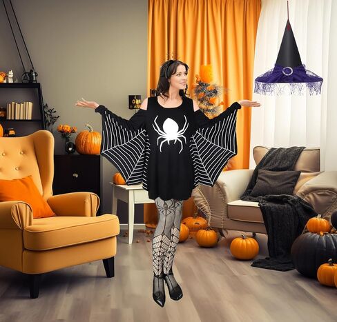 ZANLER 3 قطع زي عنكبوت للنساء للهالوين عصابة رأس سوداء عنكبوت كيب للهالوين فستان سبايدروب فخذ عالي طويل بالإضافة إلى حجم ملابس عنكبوت الهالوين للنساء والفتيات والحفلات التنكرية (XXXL) in Kuwait