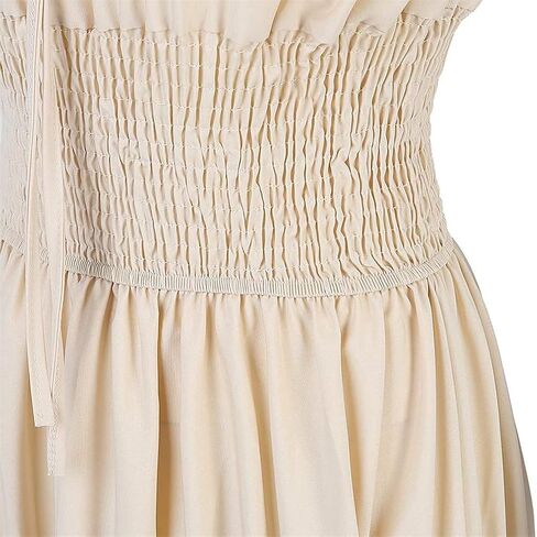 Haorugut Women Renaissance Medieval Irish Costume Over Dress Smocked Waist Retro Gown Cosplay in Kuwait
