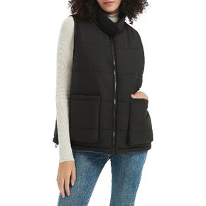 Women's Puffer Vest Stand Collar Sleeveless Winter Casual Outerwear Down Quilted Jacket Coat with Pockets