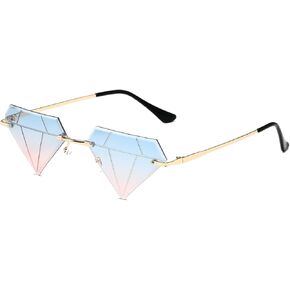 JOVAKIT Triangle Diamond Shaped Sunglasses for Women Men Vintage Rimless Sun Glasses Retro Rave Party Halloween Eyeglasses