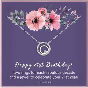 SOLINFOR 21st Birthday Gifts for Her - Sterling Silver Jewelry with Gift Wrapping, Card - 21 Year Old Necklace Gift for Women, Best Friend, Daughter in Kuwait