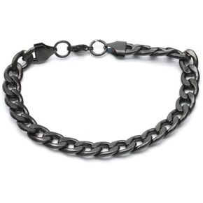 Steeltime 18K Gold Plated Stainless Steel Cuban Link Figaro Chain Necklace