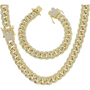 CASSIECA رجل الكوبي ربط سلسلة الذهب والفضة بلينغ ميامي الكوبي قلادة سوار مجموعة سلسلة الماس للرجال مثلج خارج الهيب هوب مجوهرات in Kuwait