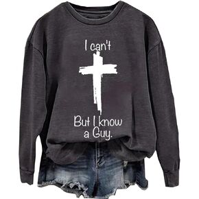 BOMYTAO لا أستطيع ولكن أنا أعرف رجل البلوز للنساء كريستيان الصليب البلوز الجرافيك قميص ملهمة البلوز in Kuwait