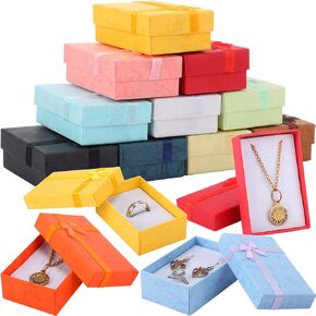 48 Pcs Jewelry Box Cardboard Boxes for Packaging Decorative Necklace Box Empty Jewelry Boxes Colorful Jewelry Wrap Boxes for Pendants Earring Necklaces Bracelets Rings Wedding Holiday (Classic Colors)