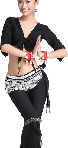 ZLTdream الرقص الشرقي وشاح الورك الغجر حزام تنورة العملات المعدنية للنساء الهذيان الزي الرقص هالوين زي in Kuwait